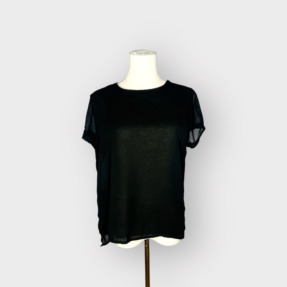 ZARA Black Sheer “1975” Top (Sz S)